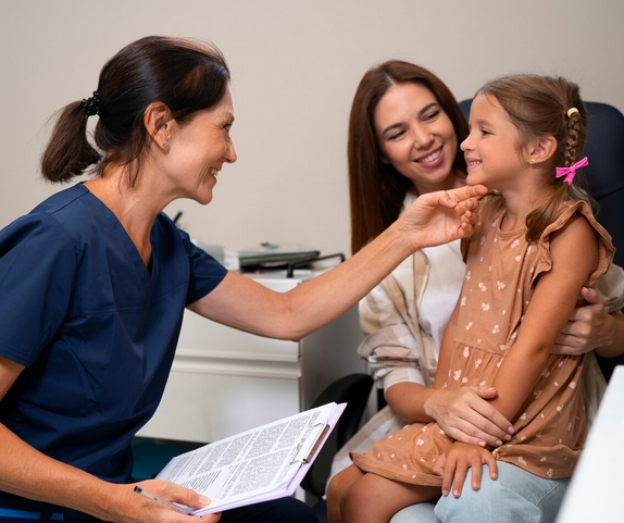 New family visiting a welcoming dental clinic in Sherwood Park for their first appointment.