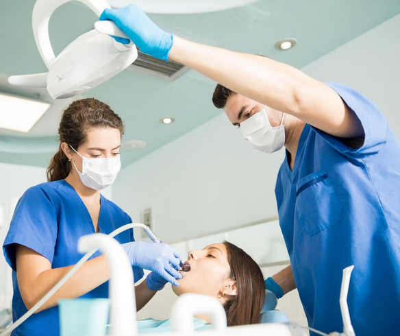 Emergency dental clinic reception in Sherwood Park assisting patient with urgent dental appointment.
